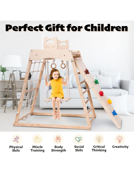 Gimnasio Infantil de Madera Ascism 8 en 1 para Niños