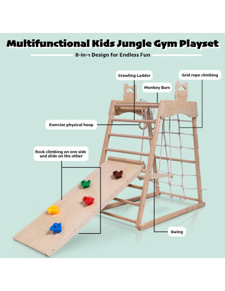 Gimnasio Infantil de Madera Ascism 8 en 1 para Niños