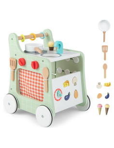 Andador de Madera 6 en 1 Baby Joy Verde - Juguete Educativo