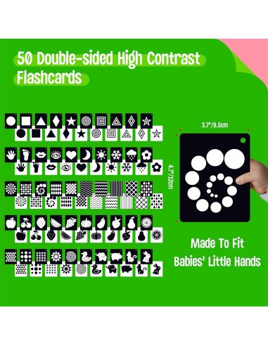 50 Tarjetas de Flash Alto Contraste SpriteGru para Bebés 0-3 Meses