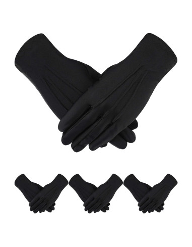 Guantes de Vestido Negros Sumind - 4 Pares Spandex para Uniforme