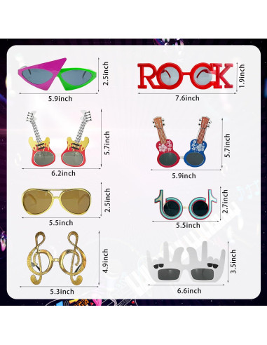 Conjunto de Fiesta Rock Star - 8 Gafas Divertidas y Accesorios
