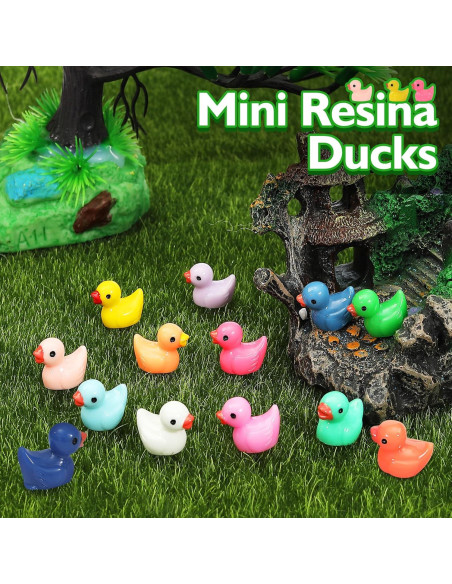 130 Mini Patos de Resina Rachan para Jardín y Acuario
