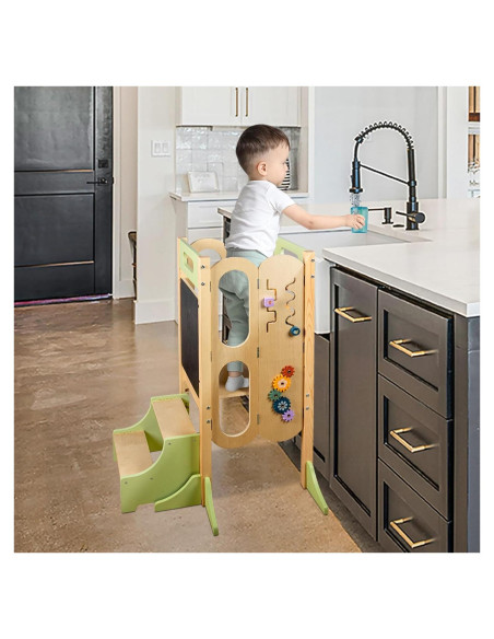 Torre de Aprendizaje Plegable LOL-FUN Verde 3 Alturas para Niños