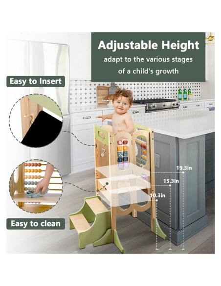 Torre de Aprendizaje Plegable LOL-FUN Verde 3 Alturas para Niños