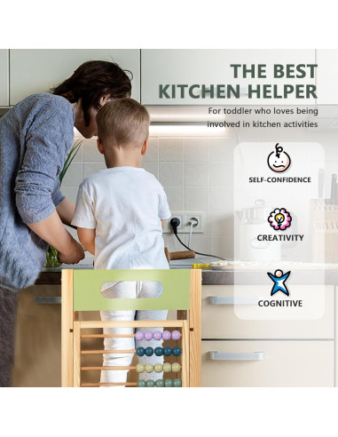 Torre de Aprendizaje Plegable LOL-FUN Verde 3 Alturas para Niños