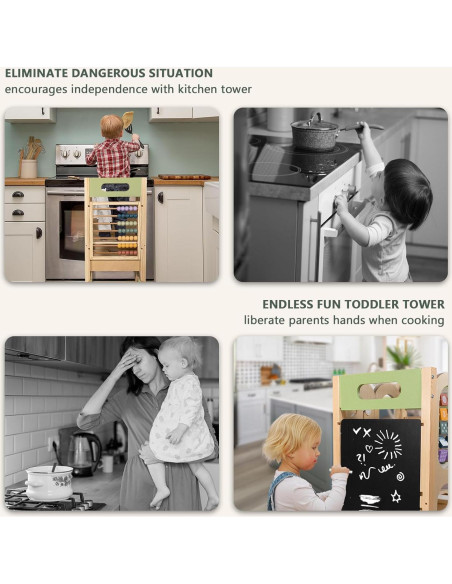 Torre de Aprendizaje Plegable LOL-FUN Verde 3 Alturas para Niños