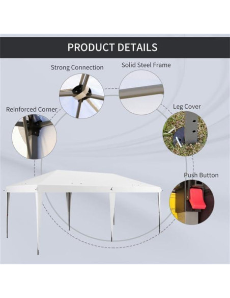 Carpa Plegable 5.8x3m Genérico Blanca Impermeable para Eventos