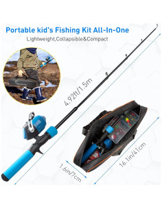 Kit de Caña de Pescar Ehowdin 1.5m para Niños con Carrete 2