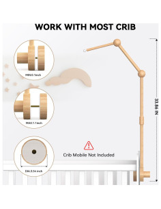 Brazo de Móvil para Cuna FEISIKE de Madera Natural 86 cm 2