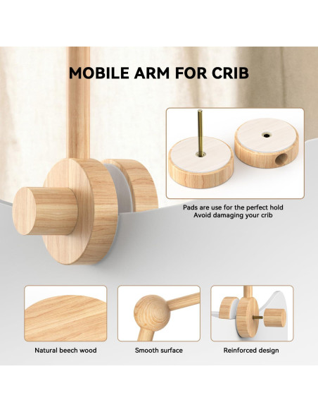 Brazo de Móvil para Cuna FEISIKE de Madera Natural 86 cm