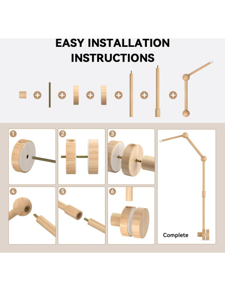 Brazo de Móvil para Cuna FEISIKE de Madera Natural 86 cm