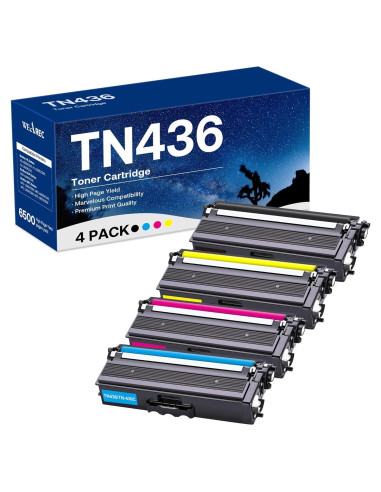 Cartucho de Tóner Compatible Brother TN436 4Pack Negro Cian Magenta Amarillo