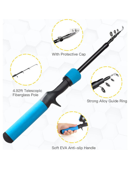 Kit de Caña de Pescar Ehowdin 1.5m para Niños con Carrete