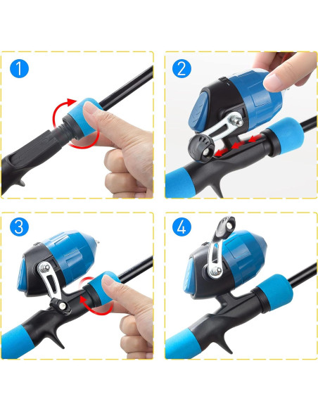 Kit de Caña de Pescar Ehowdin 1.5m para Niños con Carrete