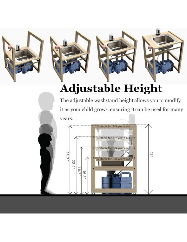 Lavabo Infantil SpeedyConnect Ajustable Acero Inoxidable 71cm