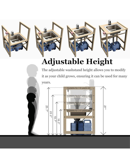 Lavabo Infantil SpeedyConnect Ajustable Acero Inoxidable 71cm