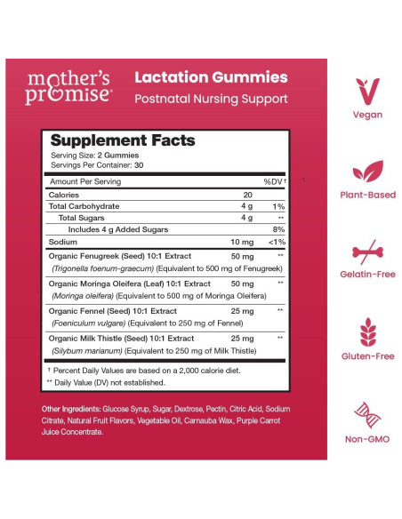 Gomitas Veganas Promesa de Madre para Aumento de Leche Materna