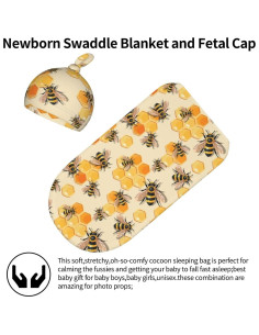 Manta de Envoltura para Bebés Jarverce Miel de Abeja 53x29cm 2