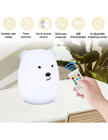 Luz Nocturna Infantil NAHKZNY RT01 9 Colores Control Remoto