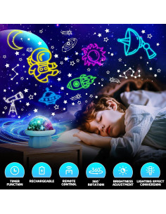 Proyector de Luz Nocturna DEVRNEZ Dinosaurios 360 USB 2