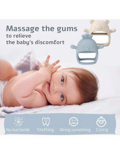 Paquete de 2 Mordedores de Silicona para Bebés - Alivio Dentición 2