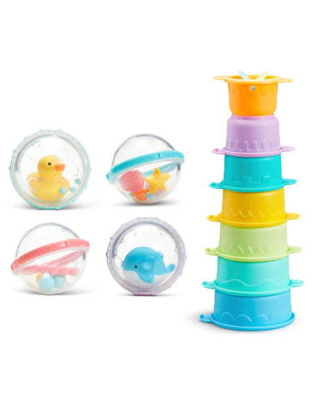 Munchkin Set de Juguetes de Baño Flotar y Jugar con Tazas Munchkin Set de Juguetes de Baño Flotar y Jugar con Tazas