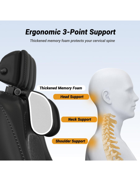 Almohada de reposacabezas ajustable Zorunowa para coche - Negro