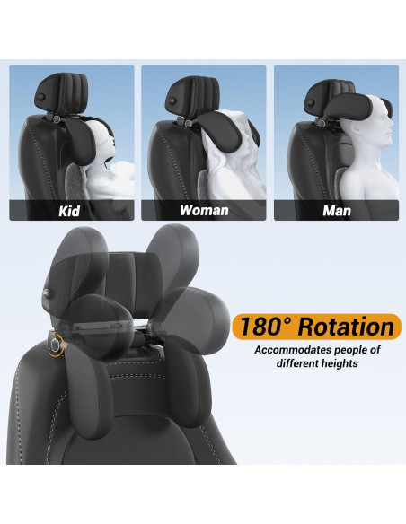 Almohada de reposacabezas ajustable Zorunowa para coche - Negro
