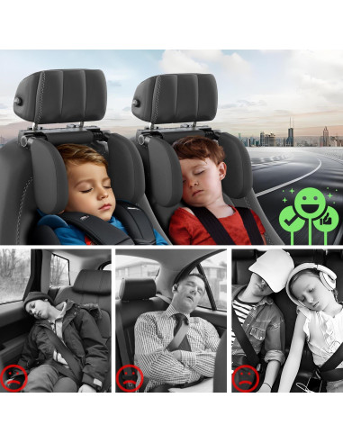 Almohada de reposacabezas ajustable Zorunowa para coche - Negro