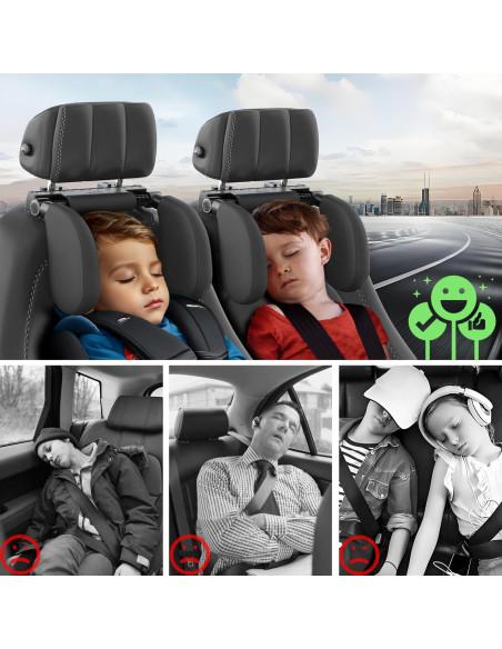 Almohada de reposacabezas ajustable Zorunowa para coche - Negro