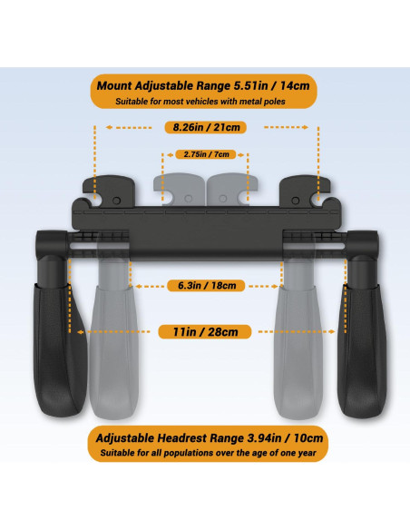 Almohada de reposacabezas ajustable Zorunowa para coche - Negro