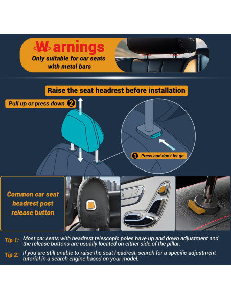 Almohada de reposacabezas ajustable Zorunowa para coche - Negro