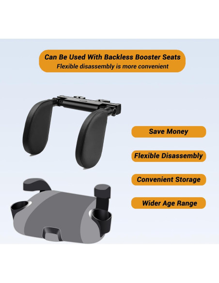 Almohada de reposacabezas ajustable Zorunowa para coche - Negro