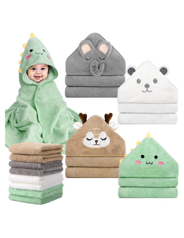 CandyHome Set de 12 Toallas de Baño para Bebés con Capucha
