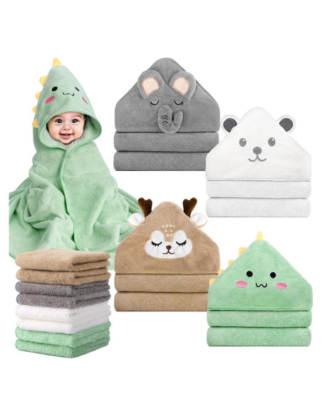 CandyHome Set de 12 Toallas de Baño para Bebés con Capucha