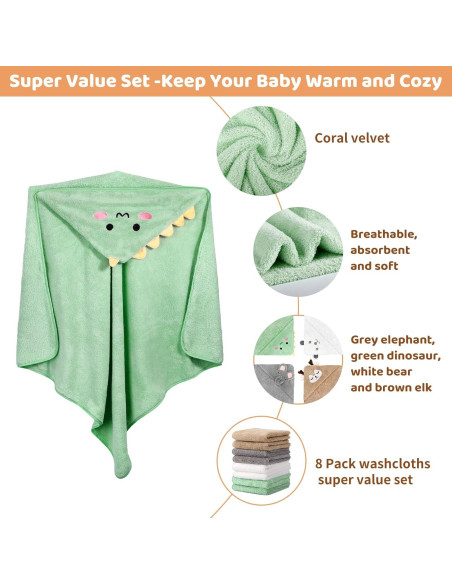 CandyHome Set de 12 Toallas de Baño para Bebés con Capucha