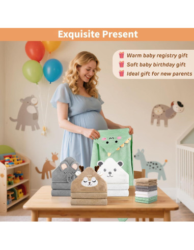 CandyHome Set de 12 Toallas de Baño para Bebés con Capucha