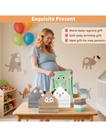 CandyHome Set de 12 Toallas de Baño para Bebés con Capucha