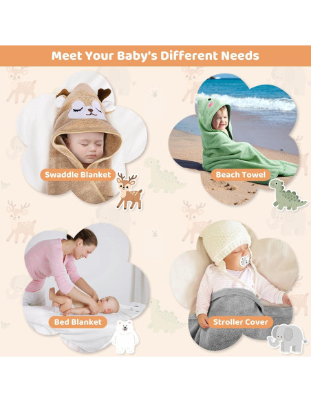 CandyHome Set de 12 Toallas de Baño para Bebés con Capucha