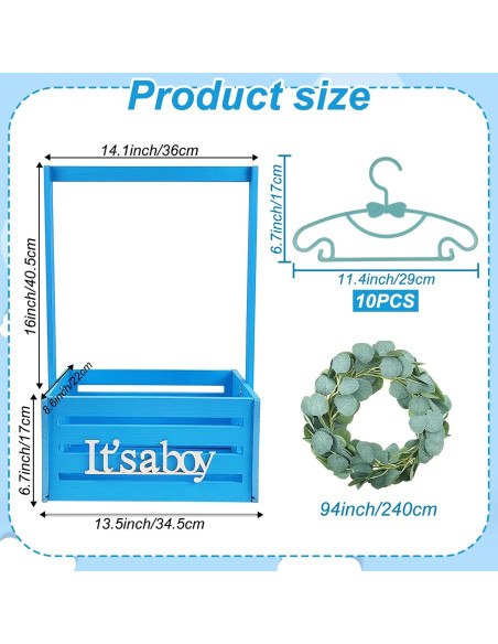 Caja de Ducha de Bebé de Madera Sibosen con Guirnalda y Perchas