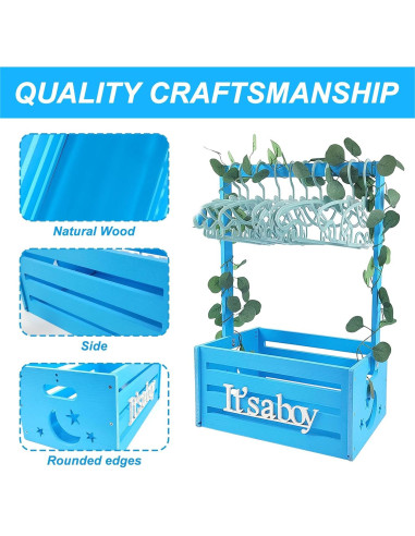 Caja de Ducha de Bebé de Madera Sibosen con Guirnalda y Perchas