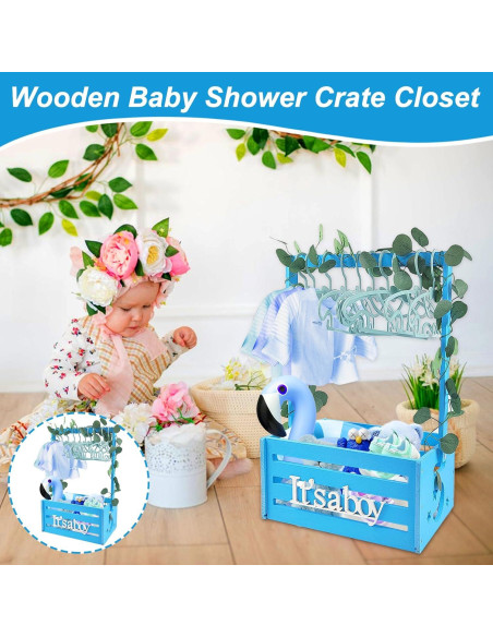 Caja de Ducha de Bebé de Madera Sibosen con Guirnalda y Perchas