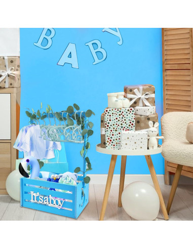 Caja de Ducha de Bebé de Madera Sibosen con Guirnalda y Perchas