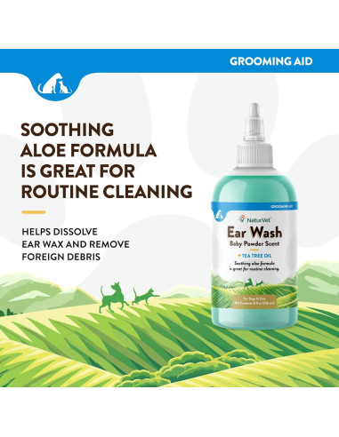 NaturVet Lavado de Oídos con Aceite de Árbol de Té y Aloe 226g