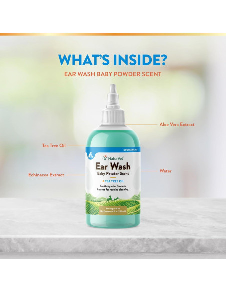 NaturVet Lavado de Oídos con Aceite de Árbol de Té y Aloe 226g