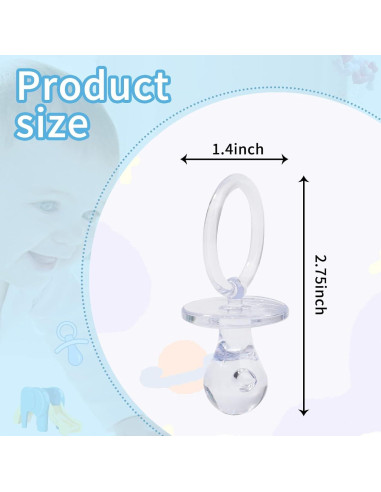 100 Chupetes de Plástico Transparentes para Baby Shower 6.99 cm