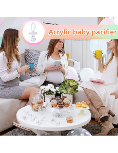 100 Chupetes de Plástico Transparentes para Baby Shower 6.99 cm