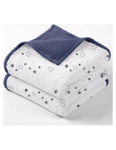 Manta de Muselina Lulu Moon 119x119 cm Estrella Azul