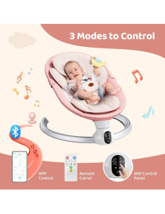 Columpio Eléctrico para Bebés BB706 - Rosa, 5 Velocidades, Bluetooth 2